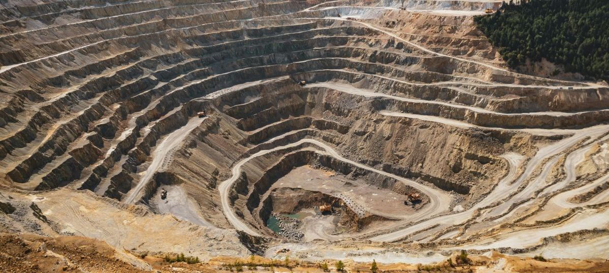 Aerial view of an open-pit mine